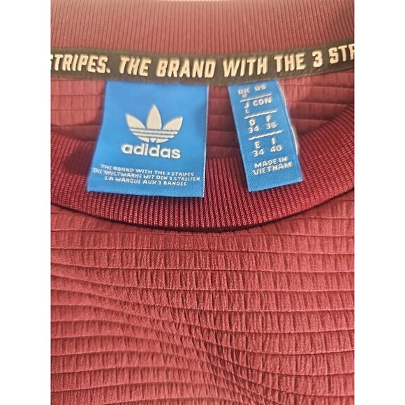 Adidas Womens Sweatshirt Size Large Maroon Logo Three Striped Pullover Logo - Picture 7 of 7